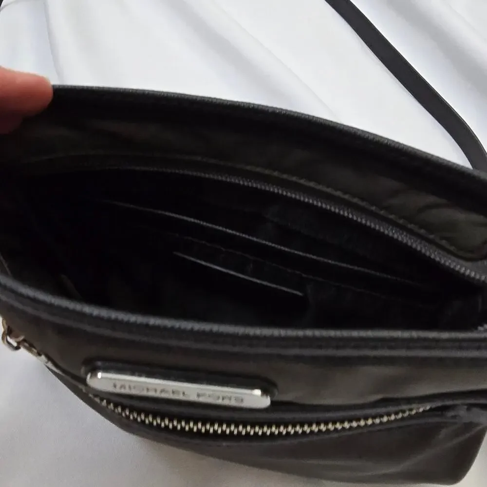 Michael Kors Kempton Nylon Crossbody Bag Dark Charcoal Gray Zip Closure Travel